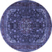 Round Medallion Blue Traditional Rug, tr2491blu