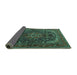 Sideview of Medallion Turquoise Traditional Rug, tr2491turq