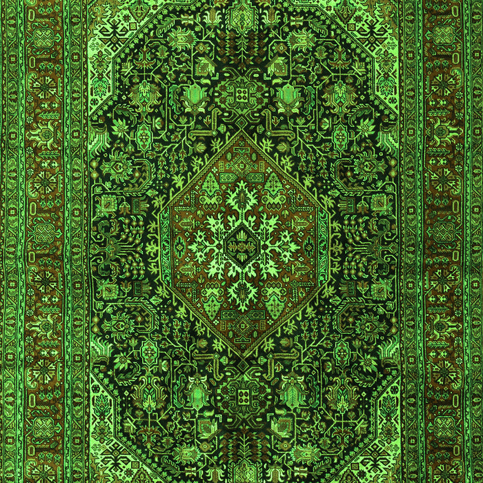 Serging Thickness of Machine Washable Medallion Green Traditional Area Rugs, wshtr2491grn