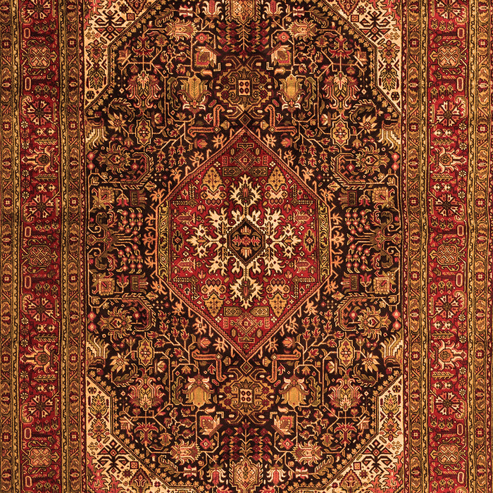 Serging Thickness of Machine Washable Medallion Orange Traditional Area Rugs, wshtr2491org