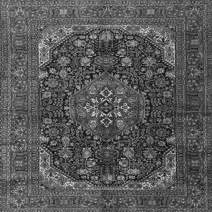 Round Machine Washable Medallion Gray Traditional Rug, wshtr2491gry