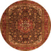 Machine Washable Medallion Orange Traditional Area Rugs, wshtr2491org