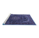 Sideview of Machine Washable Medallion Blue Traditional Rug, wshtr2491blu