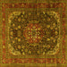 Square Medallion Yellow Traditional Rug, tr2491yw