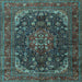 Square Medallion Light Blue Traditional Rug, tr2491lblu