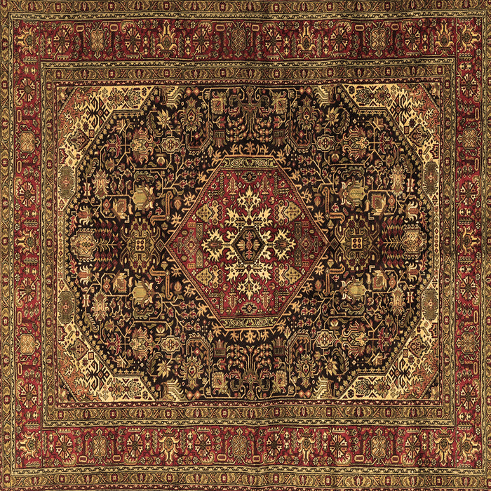 Square Machine Washable Medallion Brown Traditional Rug, wshtr2491brn