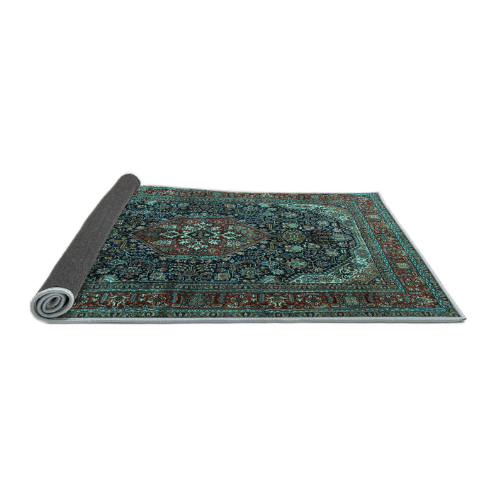 Sideview of Medallion Light Blue Traditional Rug, tr2491lblu