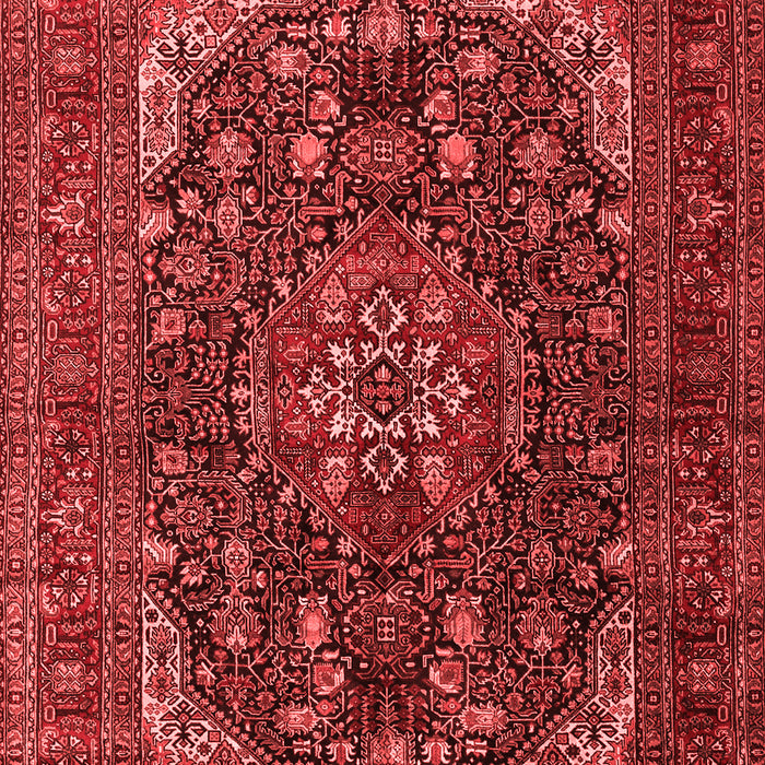 Machine Washable Medallion Red Traditional Rug, wshtr2491red