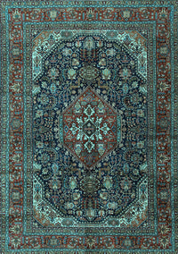 Medallion Light Blue Traditional Rug, tr2491lblu