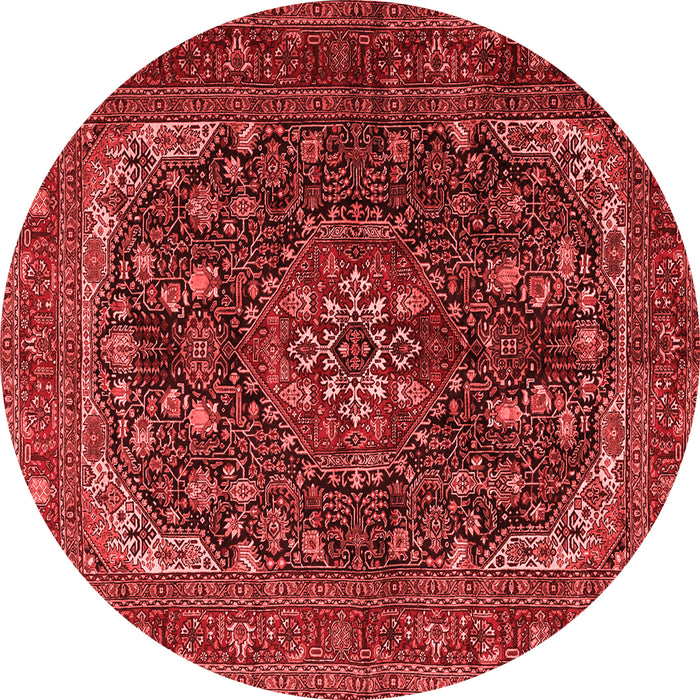 Machine Washable Medallion Red Traditional Rug, wshtr2491red