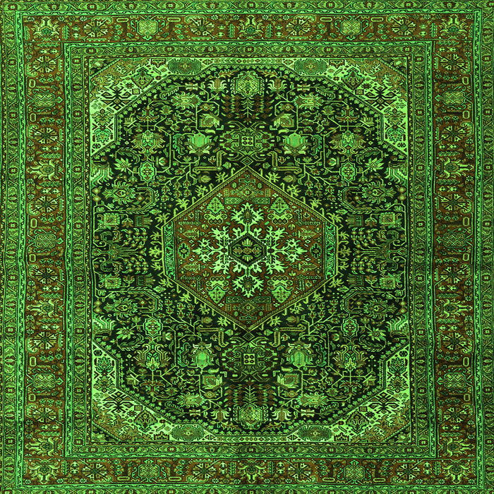 Round Machine Washable Medallion Green Traditional Area Rugs, wshtr2491grn