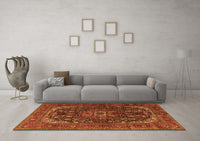 Machine Washable Medallion Orange Traditional Rug, wshtr2491org