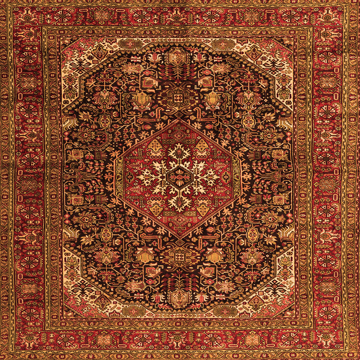 Serging Thickness of Medallion Orange Traditional Rug, tr2491org
