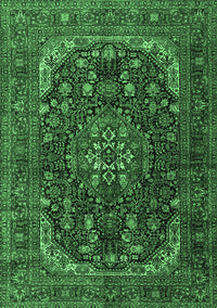 Medallion Emerald Green Traditional Rug, tr2491emgrn