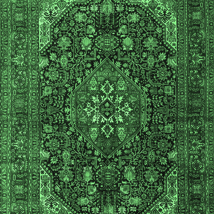 Medallion Emerald Green Traditional Rug, tr2491emgrn