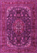 Machine Washable Medallion Pink Traditional Rug, wshtr2491pnk