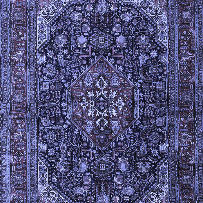 Machine Washable Medallion Blue Traditional Rug, wshtr2491blu