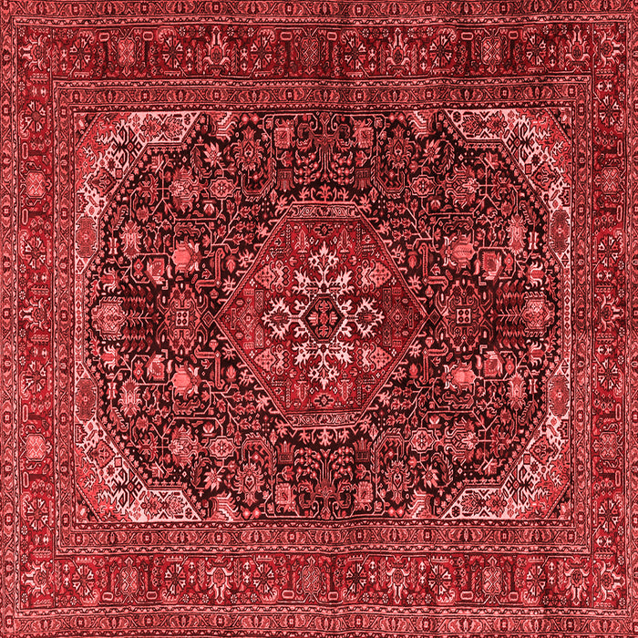 Machine Washable Medallion Red Traditional Rug, wshtr2491red