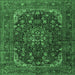 Square Medallion Emerald Green Traditional Rug, tr2491emgrn