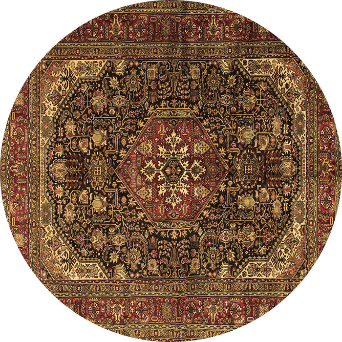 Round Medallion Brown Traditional Rug, tr2491brn