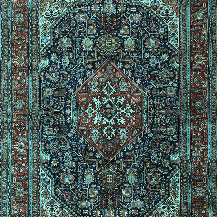 Machine Washable Medallion Light Blue Traditional Rug, wshtr2491lblu