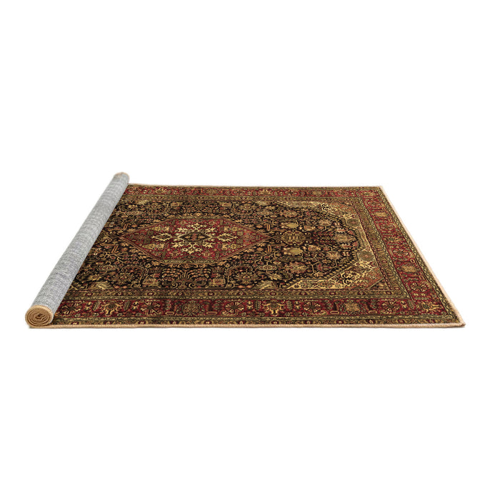 Sideview of Machine Washable Medallion Brown Traditional Rug, wshtr2491brn