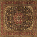 Square Medallion Brown Traditional Rug, tr2491brn