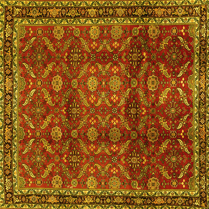 Square Machine Washable Persian Yellow Traditional Rug, wshtr2492yw