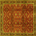 Square Machine Washable Persian Yellow Traditional Rug, wshtr2492yw