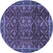 Round Machine Washable Persian Blue Traditional Rug, wshtr2492blu