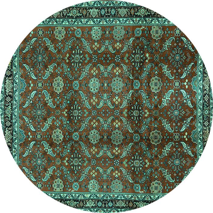 Round Persian Turquoise Traditional Rug, tr2492turq