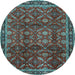 Round Persian Light Blue Traditional Rug, tr2492lblu
