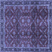 Square Machine Washable Persian Blue Traditional Rug, wshtr2492blu