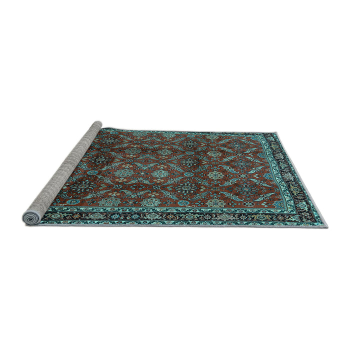Sideview of Machine Washable Persian Light Blue Traditional Rug, wshtr2492lblu