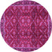 Round Machine Washable Persian Pink Traditional Rug, wshtr2492pnk