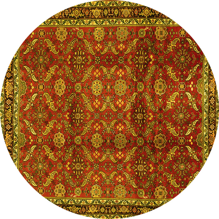 Round Persian Yellow Traditional Rug, tr2492yw