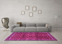 Machine Washable Persian Pink Traditional Rug, wshtr2492pnk