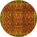 Round Machine Washable Persian Yellow Traditional Rug, wshtr2492yw