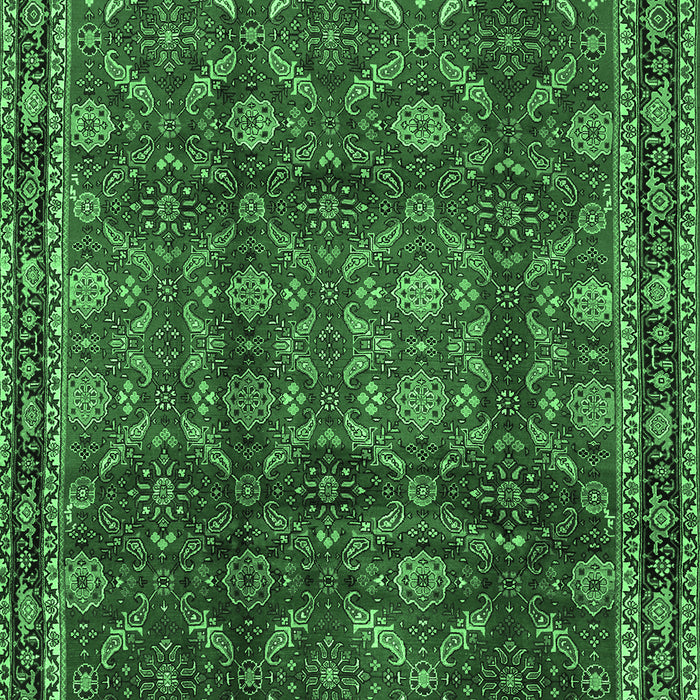 Machine Washable Persian Emerald Green Traditional Area Rugs, wshtr2492emgrn