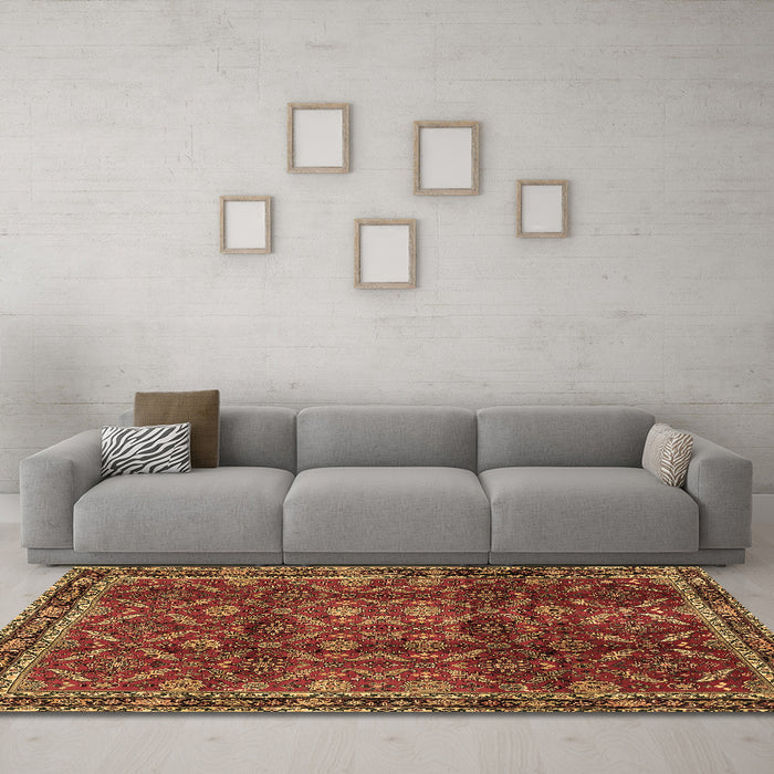 Machine Washable Persian Brown Traditional Rug in a Living Room,, wshtr2492brn