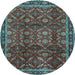 Round Machine Washable Persian Light Blue Traditional Rug, wshtr2492lblu