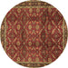 Round Persian Brown Traditional Rug, tr2492brn