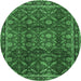 Round Machine Washable Persian Emerald Green Traditional Area Rugs, wshtr2492emgrn