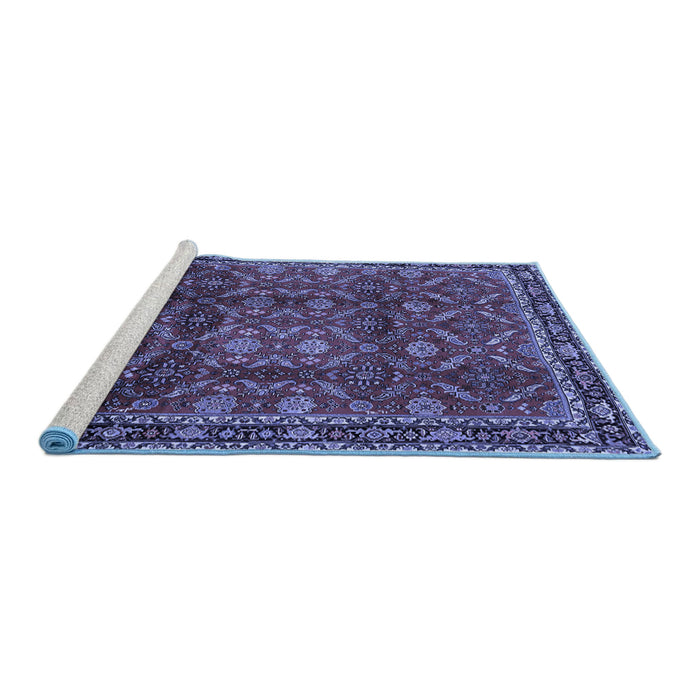 Sideview of Machine Washable Persian Blue Traditional Rug, wshtr2492blu