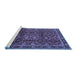 Sideview of Machine Washable Persian Blue Traditional Rug, wshtr2492blu