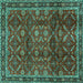 Square Machine Washable Persian Turquoise Traditional Area Rugs, wshtr2492turq