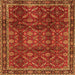 Round Machine Washable Persian Orange Traditional Area Rugs, wshtr2492org