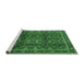 Sideview of Machine Washable Persian Emerald Green Traditional Area Rugs, wshtr2492emgrn