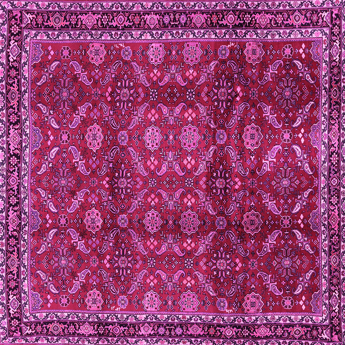 Square Machine Washable Persian Pink Traditional Rug, wshtr2492pnk