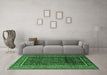 Machine Washable Persian Emerald Green Traditional Area Rugs in a Living Room,, wshtr2493emgrn